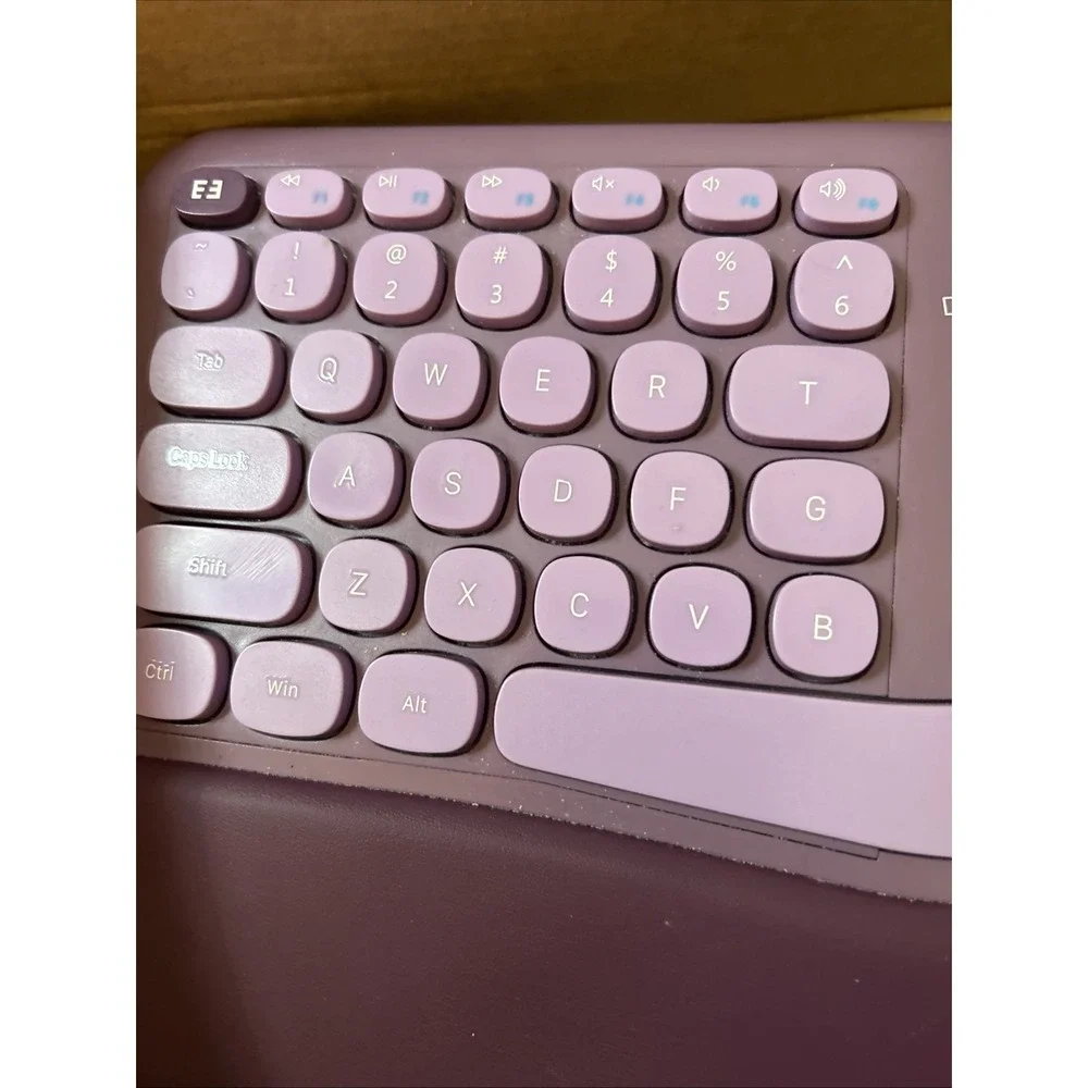 Ergonomic Wireless Keyboard and Mouse Wrist Rest, Curved Split Key Purple - Picture 2 of 6